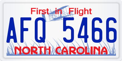 NC license plate AFQ5466
