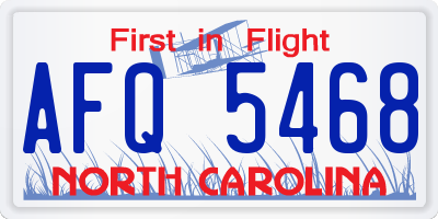 NC license plate AFQ5468