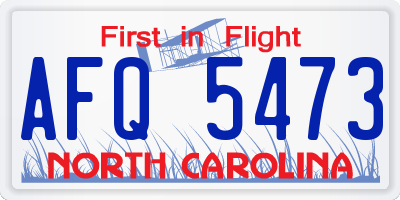 NC license plate AFQ5473