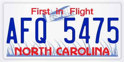 NC license plate AFQ5475