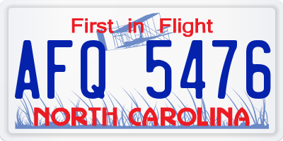 NC license plate AFQ5476