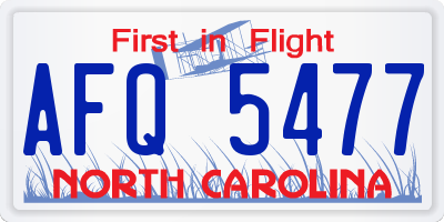 NC license plate AFQ5477