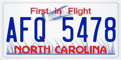 NC license plate AFQ5478