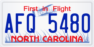 NC license plate AFQ5480