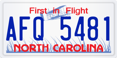 NC license plate AFQ5481