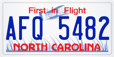 NC license plate AFQ5482