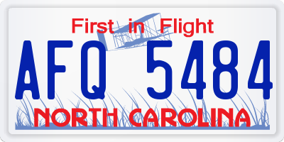 NC license plate AFQ5484