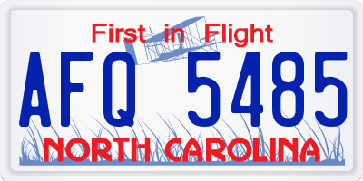 NC license plate AFQ5485