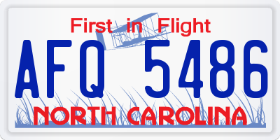 NC license plate AFQ5486