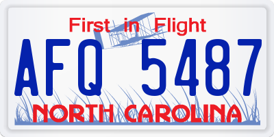 NC license plate AFQ5487