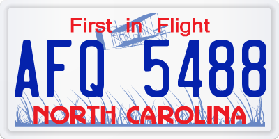 NC license plate AFQ5488