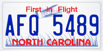 NC license plate AFQ5489