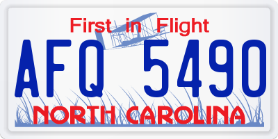 NC license plate AFQ5490