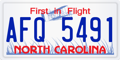 NC license plate AFQ5491