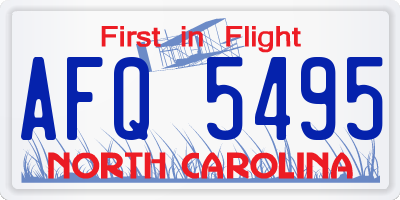 NC license plate AFQ5495