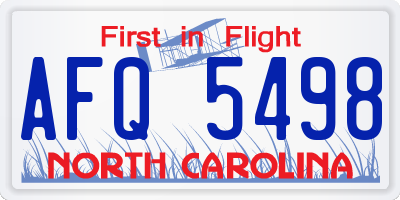 NC license plate AFQ5498