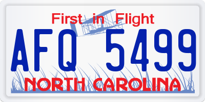 NC license plate AFQ5499