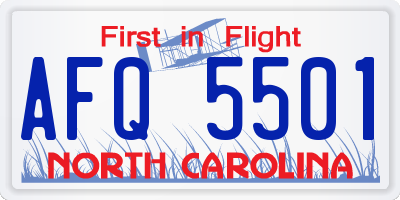 NC license plate AFQ5501