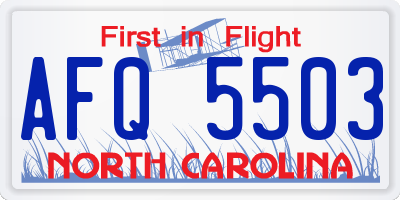 NC license plate AFQ5503