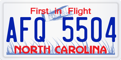 NC license plate AFQ5504