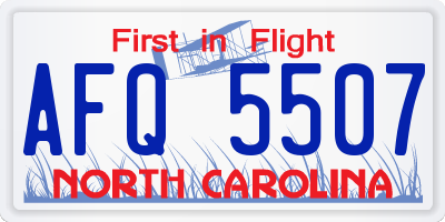 NC license plate AFQ5507