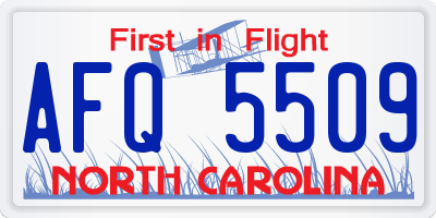 NC license plate AFQ5509