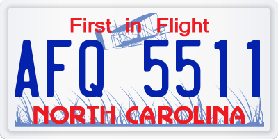 NC license plate AFQ5511