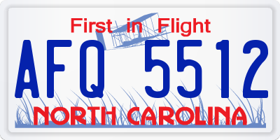 NC license plate AFQ5512