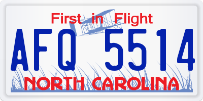 NC license plate AFQ5514