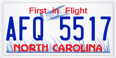 NC license plate AFQ5517