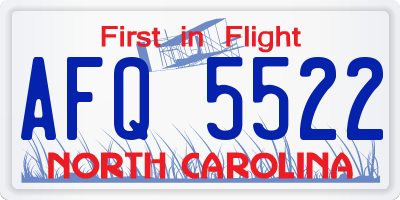 NC license plate AFQ5522