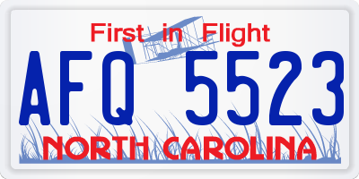 NC license plate AFQ5523