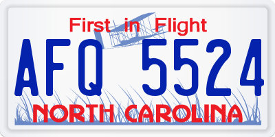 NC license plate AFQ5524