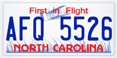 NC license plate AFQ5526