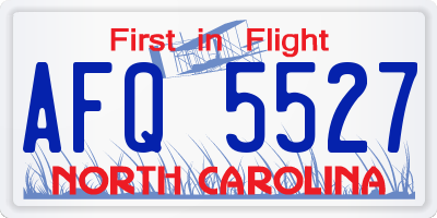 NC license plate AFQ5527