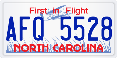 NC license plate AFQ5528