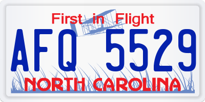 NC license plate AFQ5529