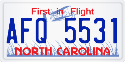 NC license plate AFQ5531