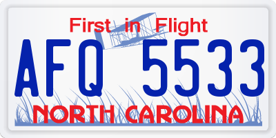 NC license plate AFQ5533