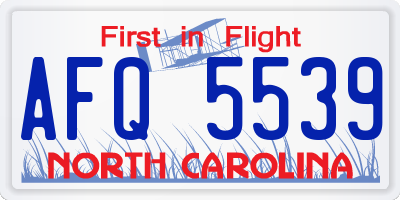 NC license plate AFQ5539