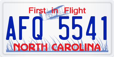 NC license plate AFQ5541
