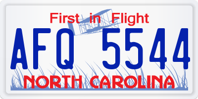 NC license plate AFQ5544