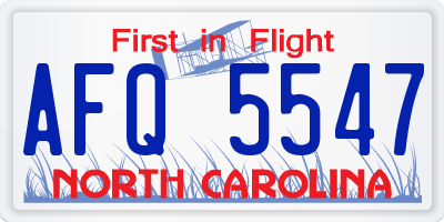 NC license plate AFQ5547