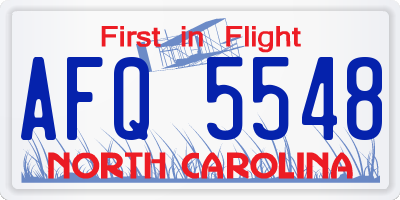 NC license plate AFQ5548