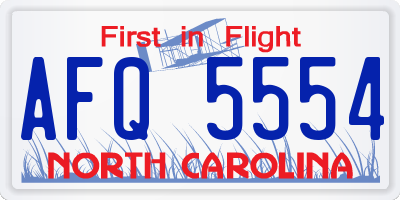 NC license plate AFQ5554