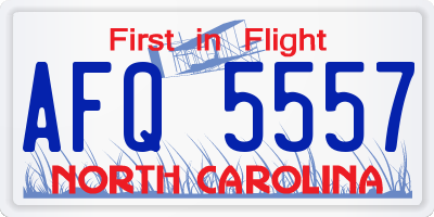 NC license plate AFQ5557