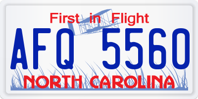 NC license plate AFQ5560