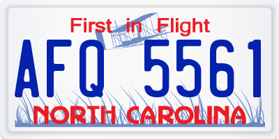 NC license plate AFQ5561