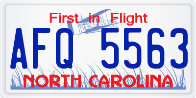NC license plate AFQ5563