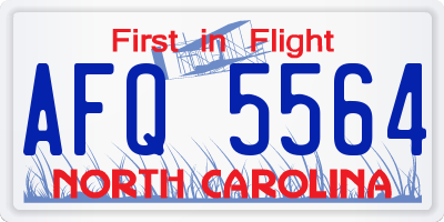 NC license plate AFQ5564